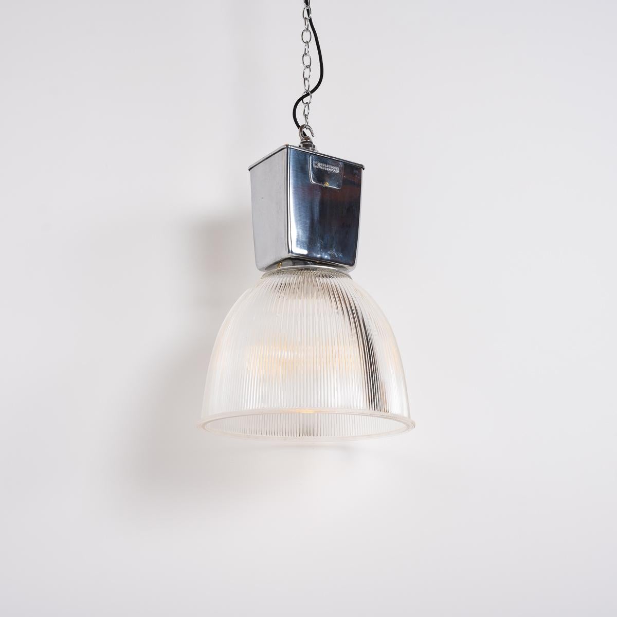XL Vintage Industrial Prismatic Glass Factory Lights by Holophane For Sale 3