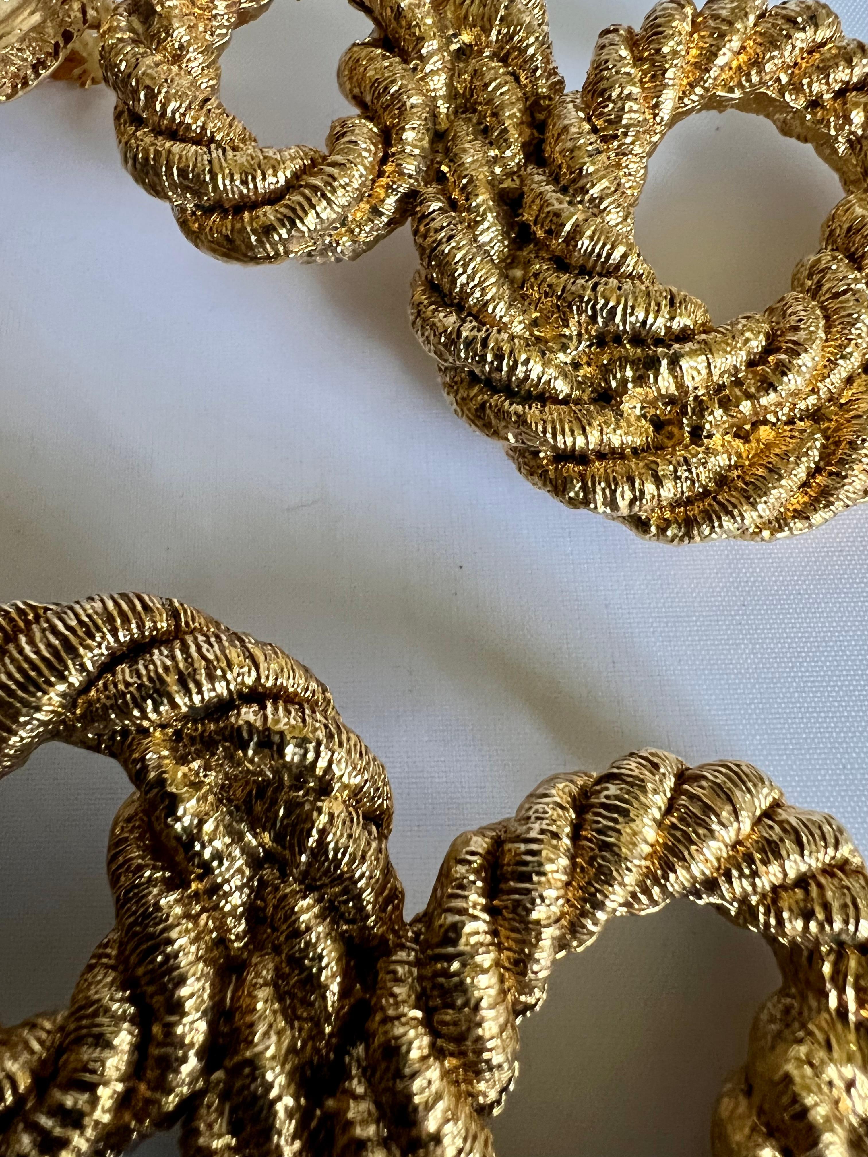 XL Vintage Knotted Rope Gold Swirl Earrings  For Sale 2