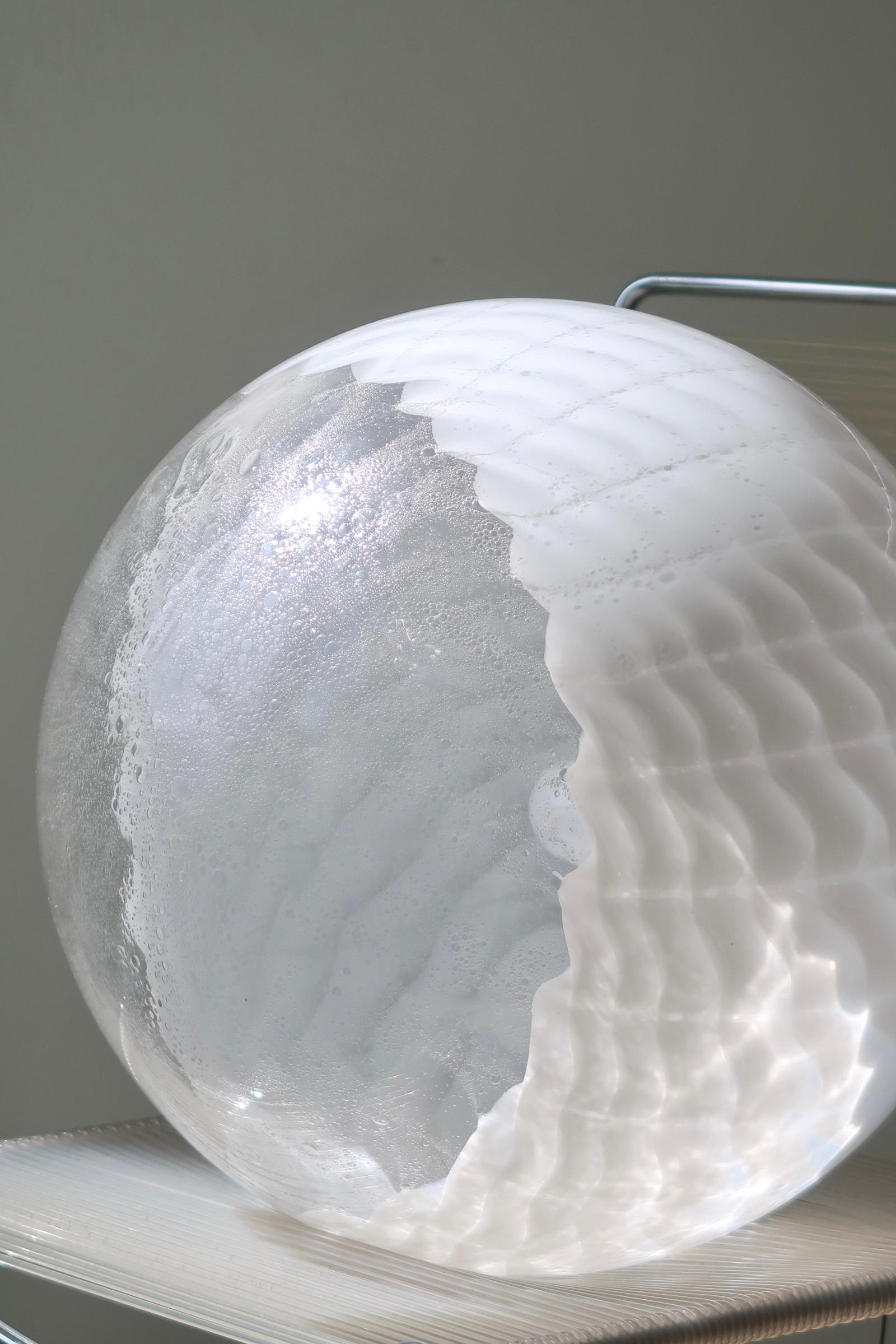 XL Vintage Murano Italian 1970s mouth blown Pendant Globe Sphere Ceiling Light 2