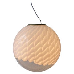 XL Vintage Murano Italian 1970s mouth blown Pendant Globe Sphere Ceiling Light