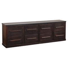 XL Vintage Oak Chest Of Drawers With A Blue Stone Top From France, Circa 1950