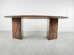 Xl Vintage Oval Granite Dining Table, 1980s
