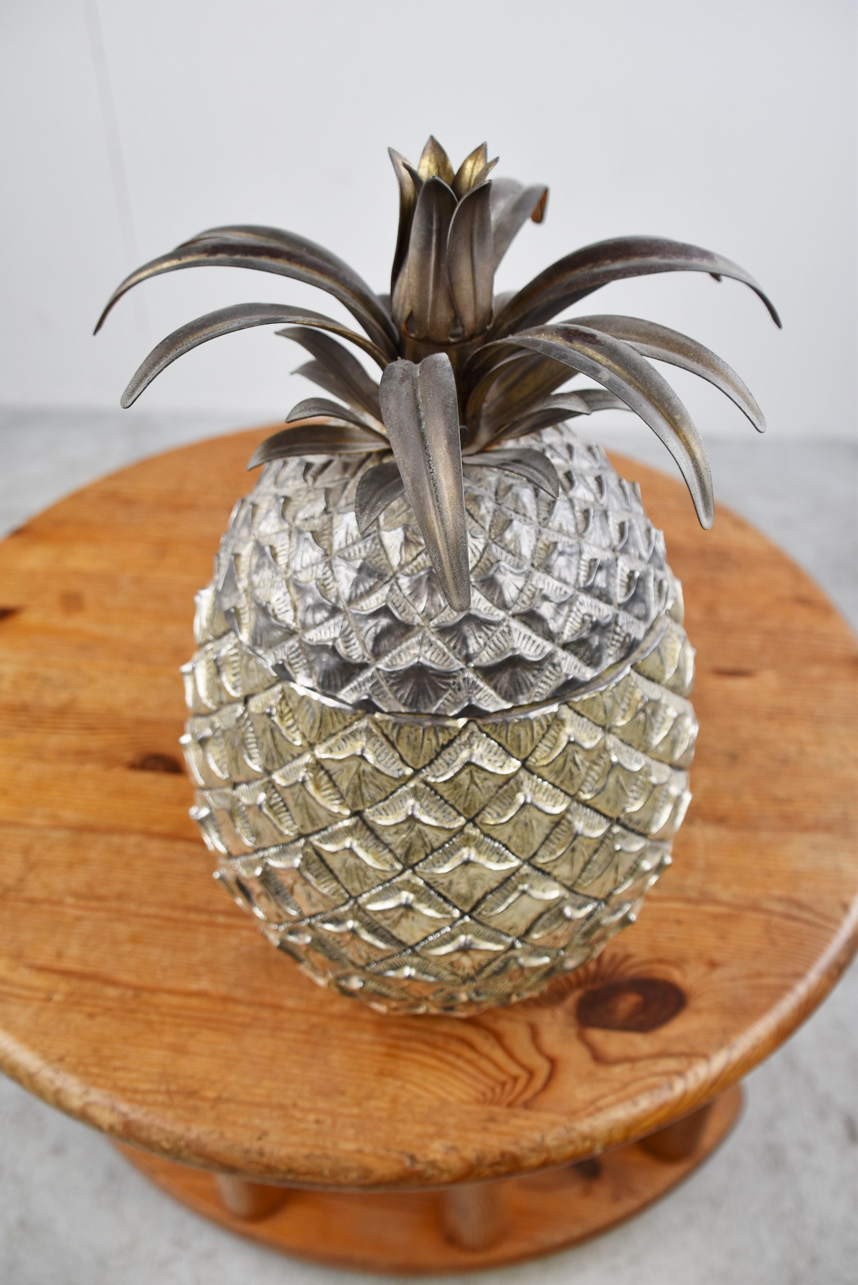 Argenté Seau à glace ananas XL vintage de Mauro Manetti, années 1960