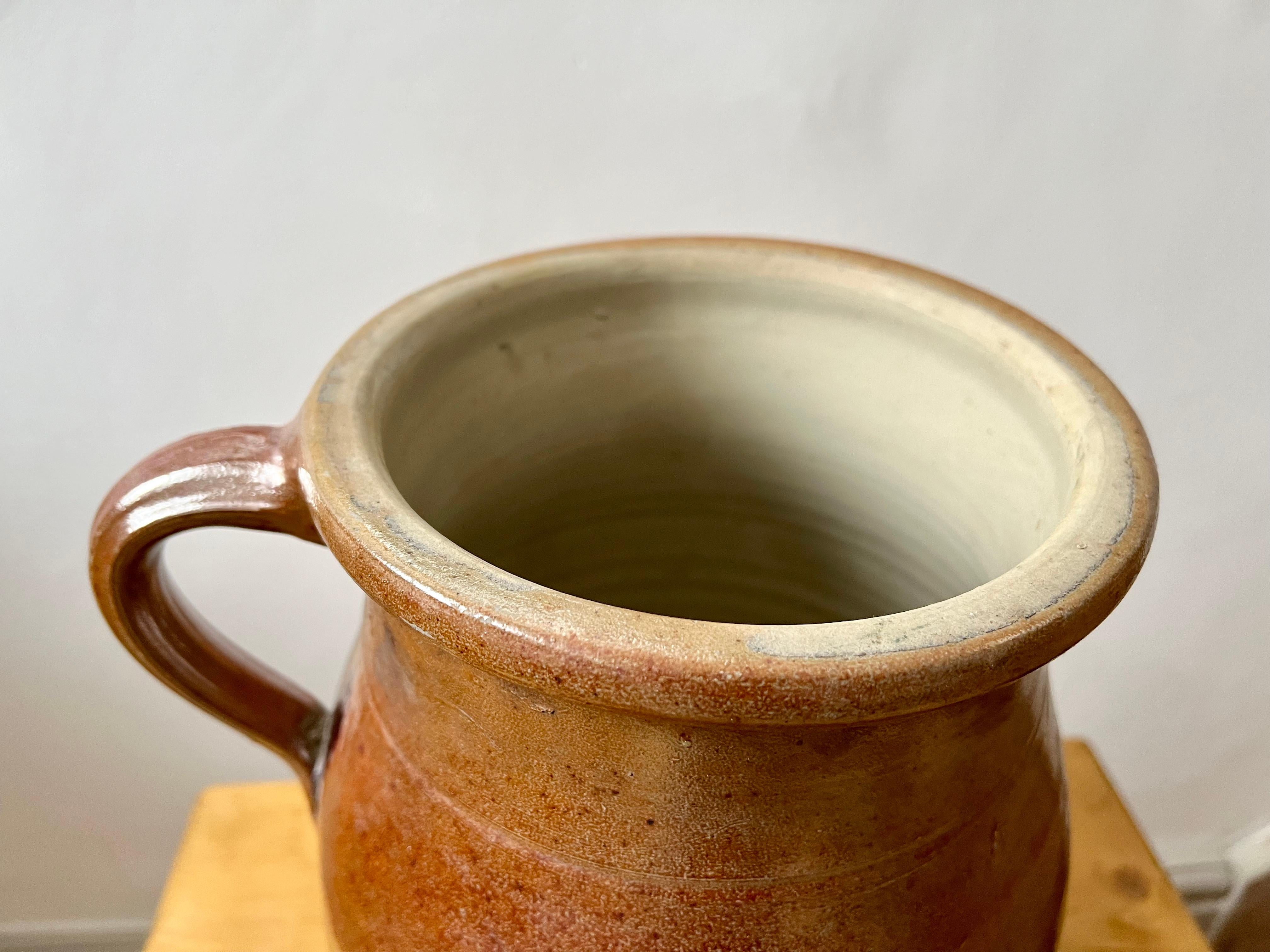 XL vintage rustic French farmhouse stoneware jug pitcher, c.1960 For Sale 1
