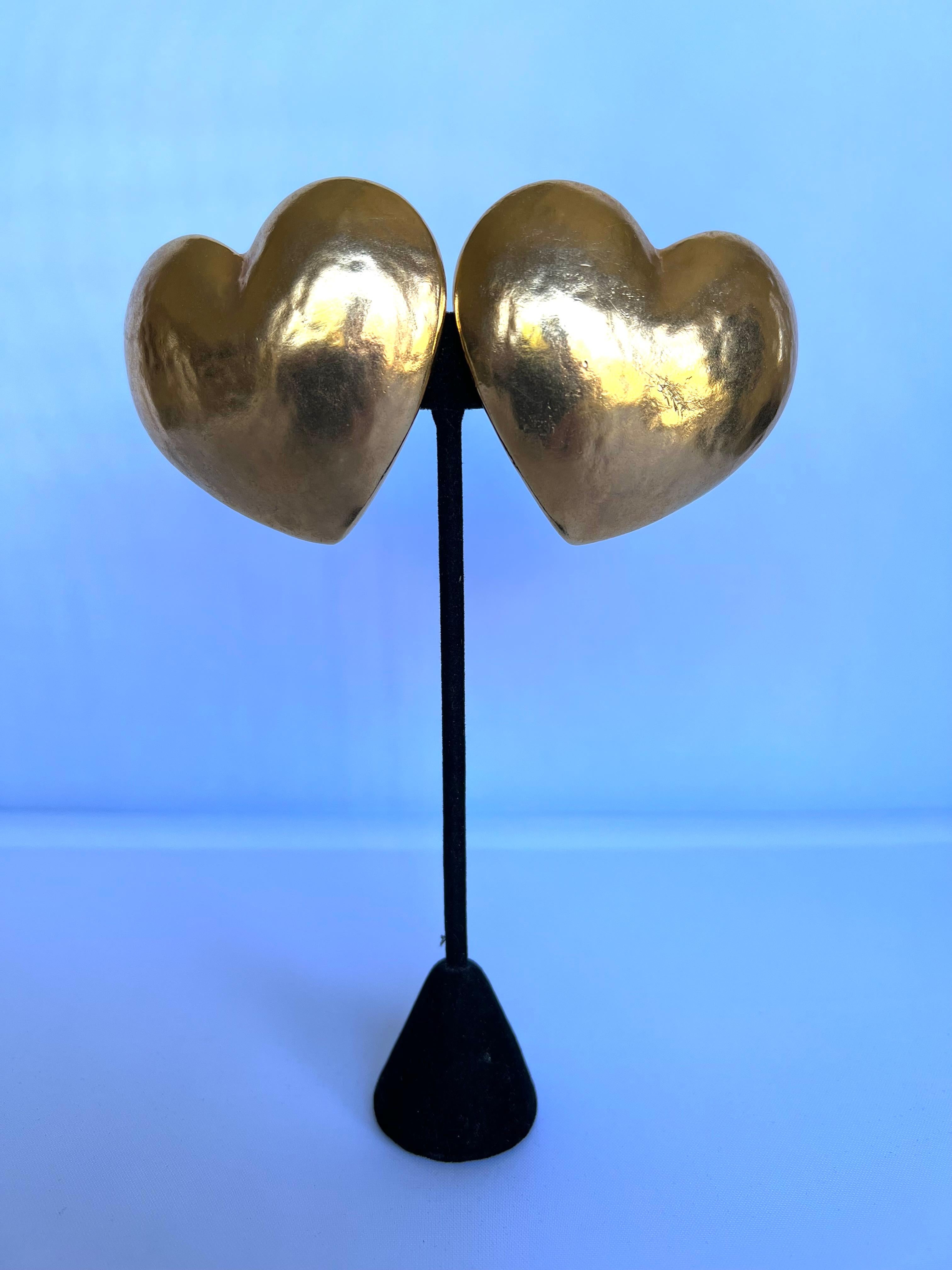 ysl heart earrings gold