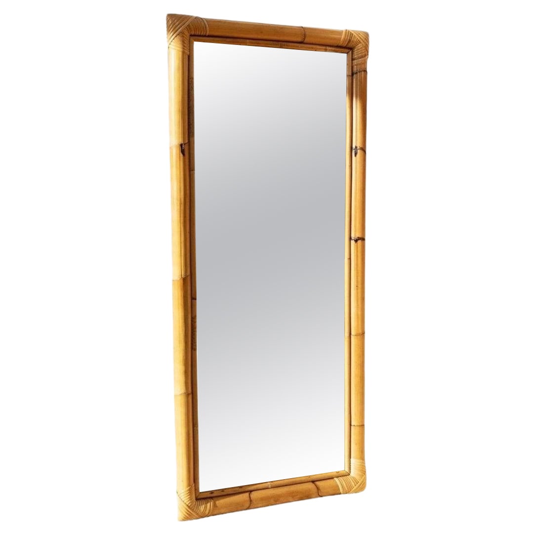 XL Wall Mirror Made of Bamboo Wood Made In Italy, McM 1940s