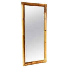 XL Wall Mirror Made of Bamboo Wood Made In Italy, McM 1940s