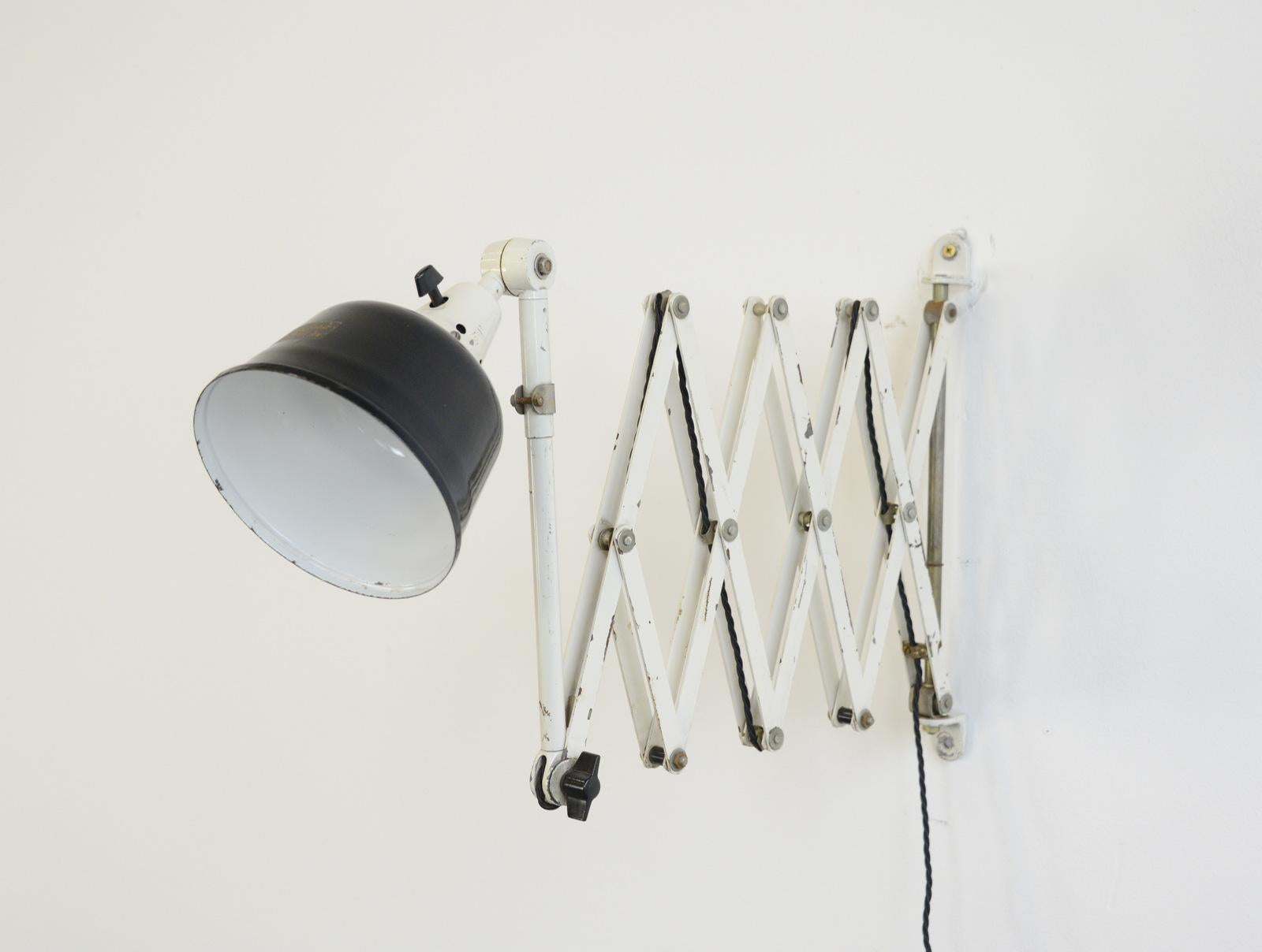 Extra Large Wall-Mounted Scissor Lamp by Midgard, circa 1940s 3