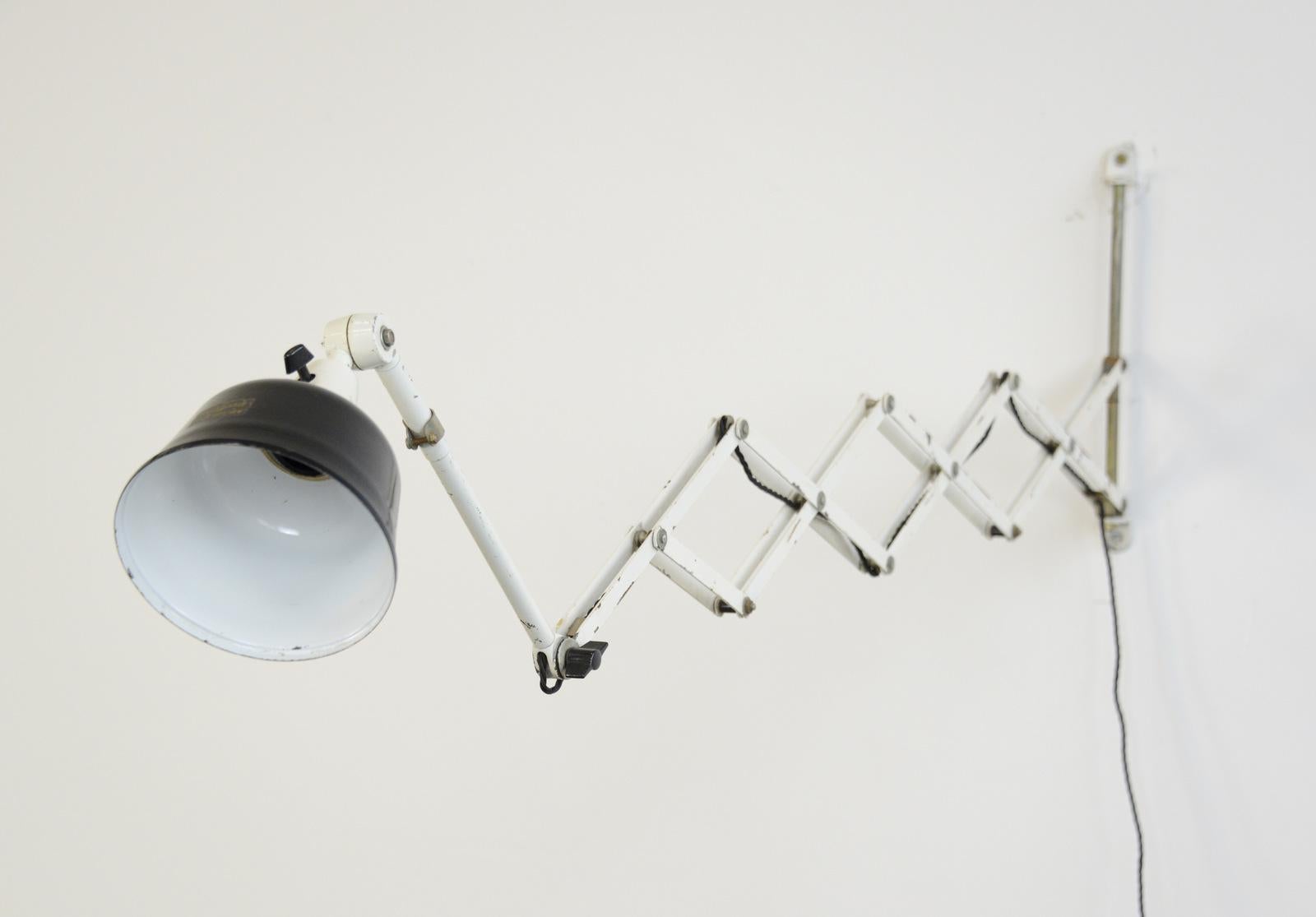 Steel Extra Large Wall-Mounted Scissor Lamp by Midgard, circa 1940s