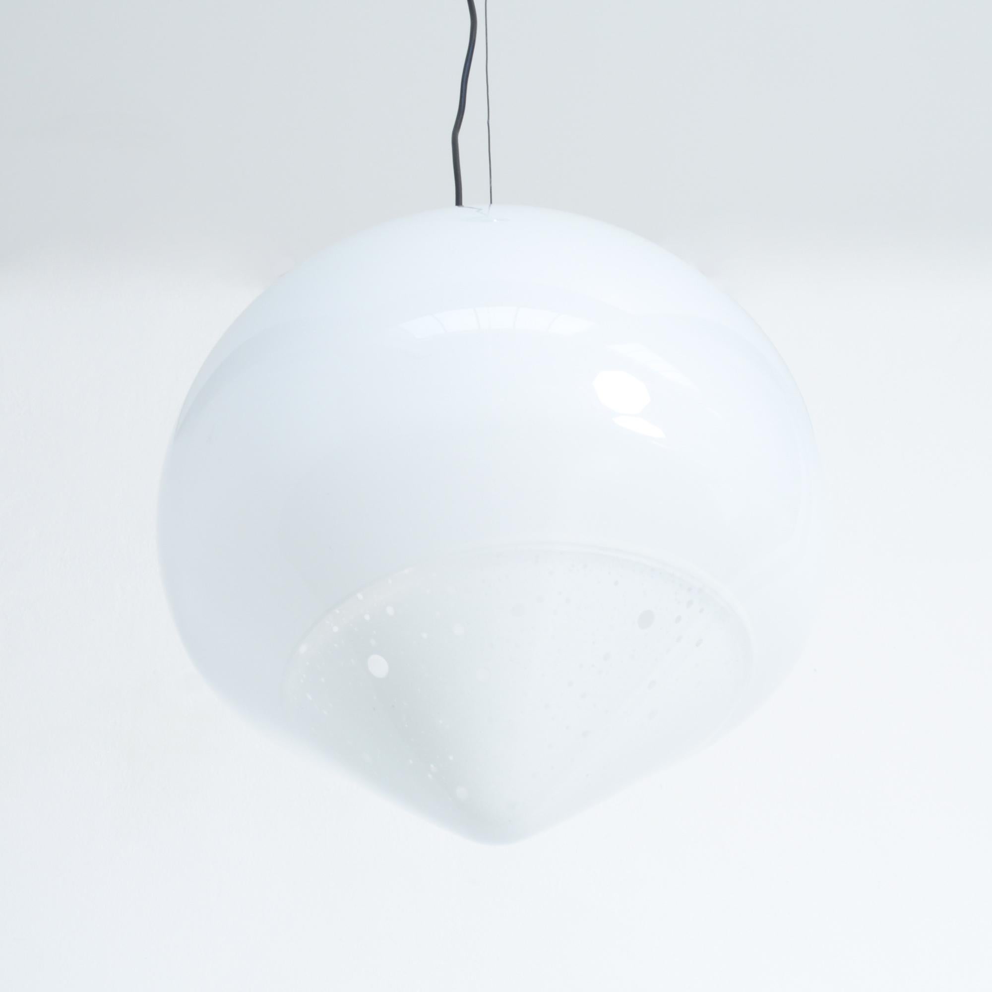 Late 20th Century Extra Large White Murano Glass Pendant Lamp by A. Barbini For Sale