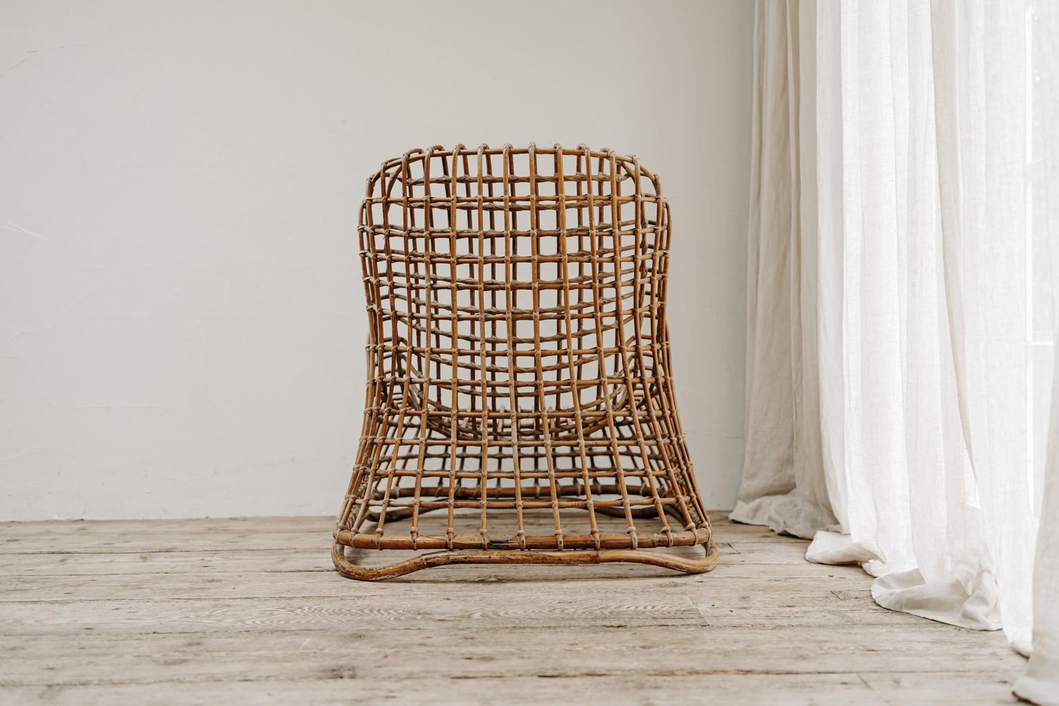 Italian Xl Wicker Chair by Giovanni travasa 