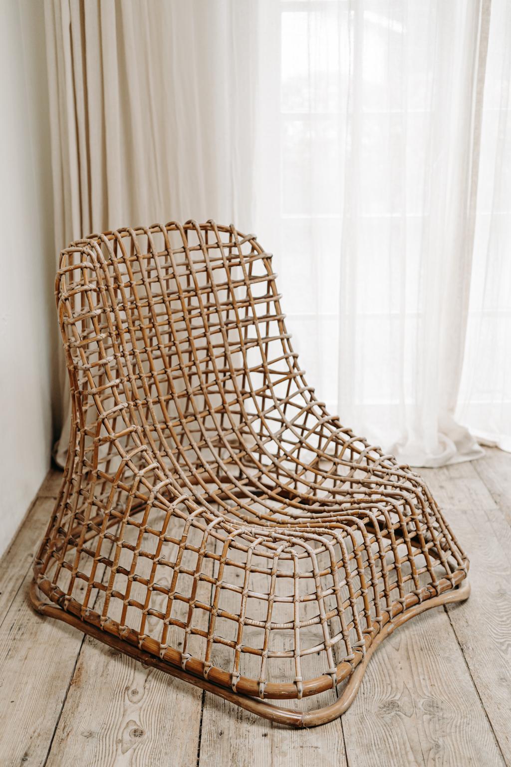 20th Century Xl Wicker Chair by Giovanni travasa 
