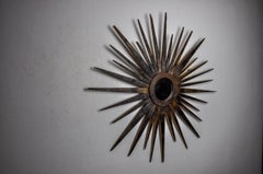 XL wooden sun mirror, France, 1960, 80 cm