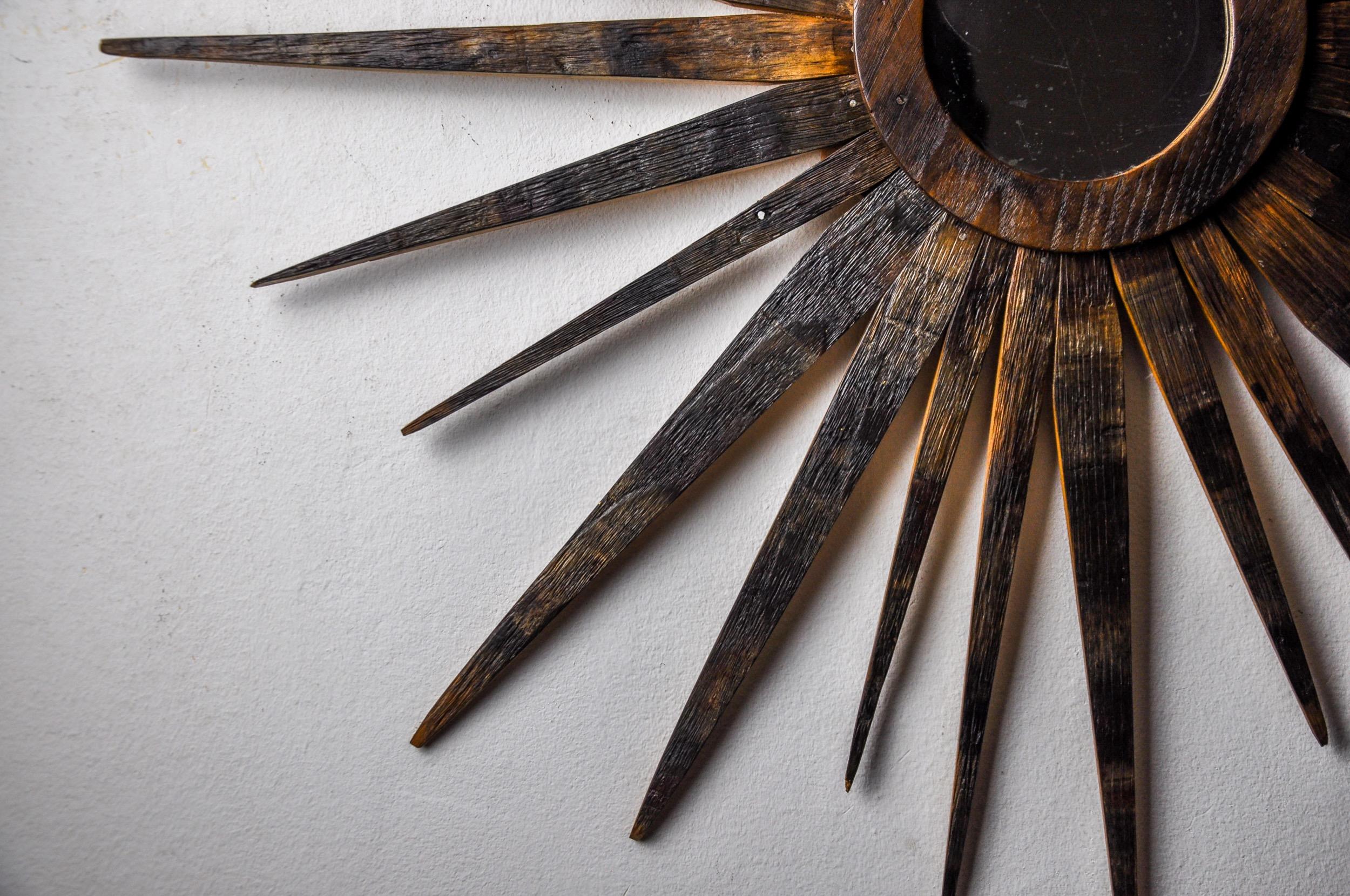 Specchio solare XL in legno, Francia, 1960, 80 cm In condizioni buone in vendita a BARCELONA, ES