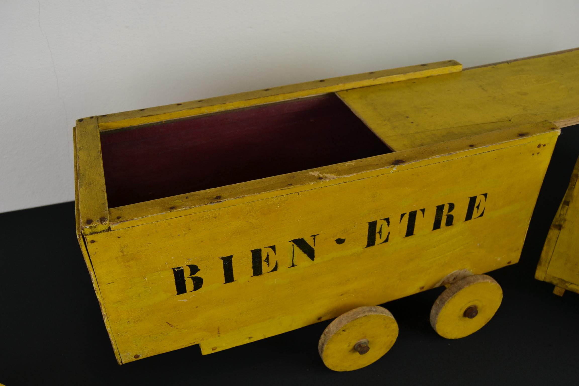 XL Wooden Toy Truck with Trailers, Folk Art Animal Transport 2