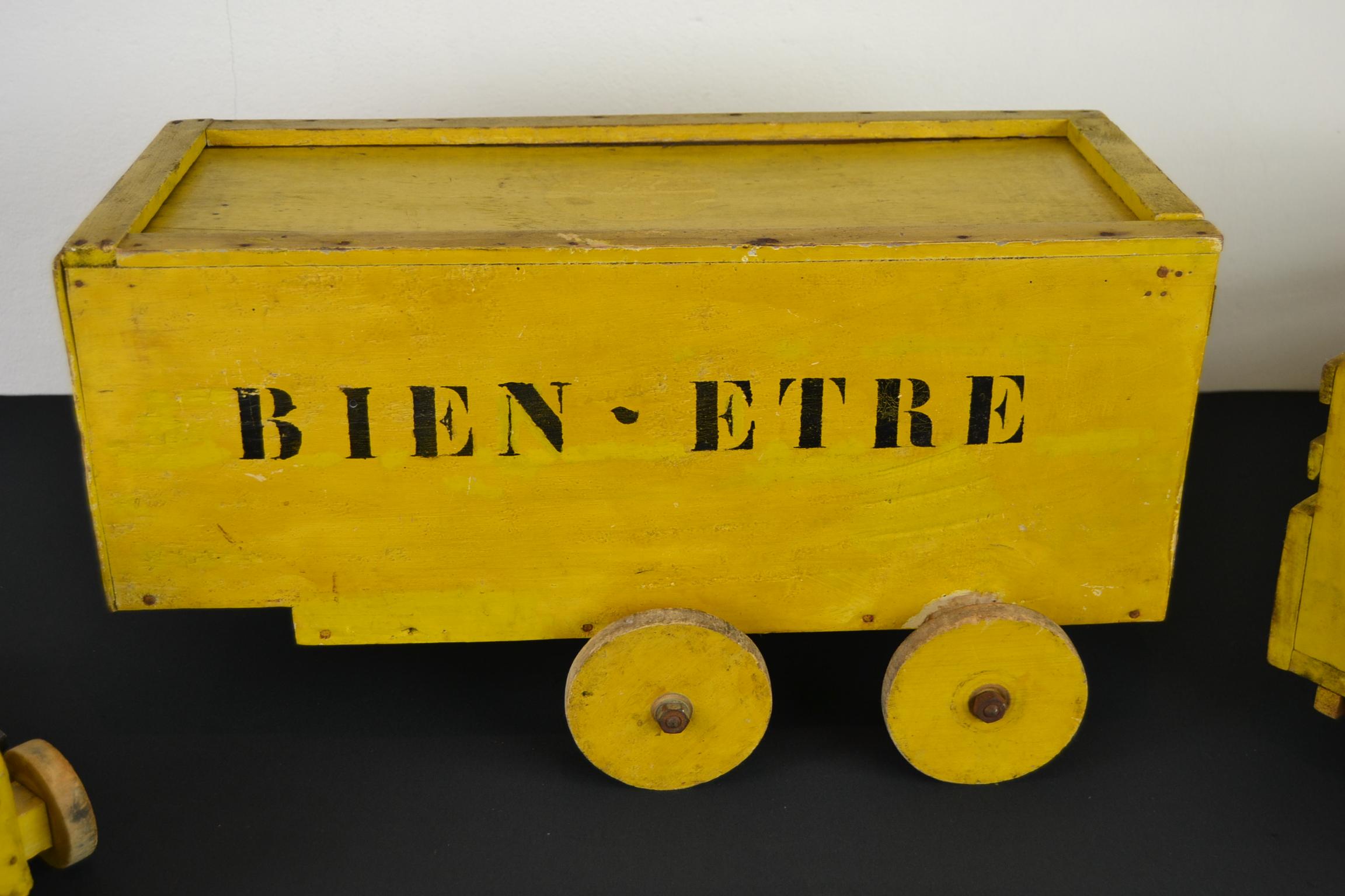 XL Wooden Toy Truck with Trailers, Folk Art Animal Transport 1