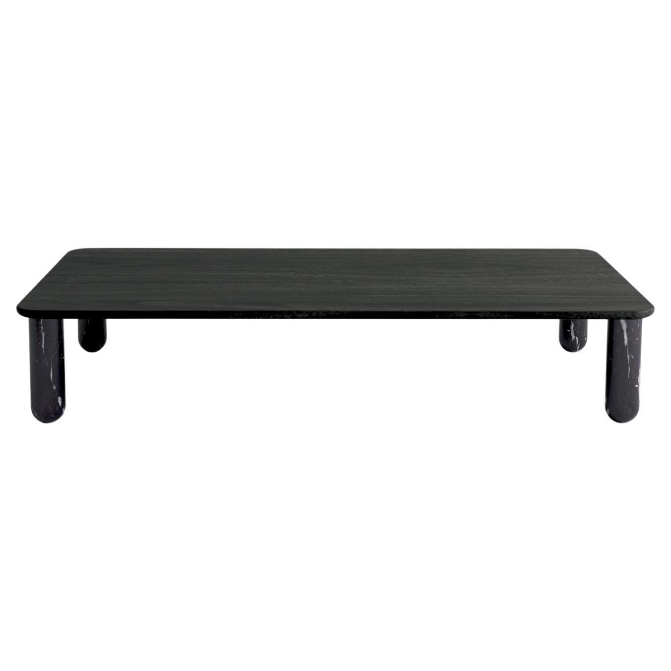 Xlarge Black Wood and Black Marble "Sunday" Coffee Table, Jean-Baptiste Souletie For Sale
