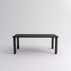 Xlarge Black Wood and Black Marble "Sunday" Dining Table, Jean-Baptiste Souletie