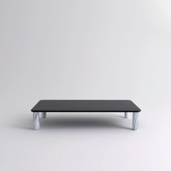 Xlarge Black Wood and White Marble "Sunday" Coffee Table, Jean-Baptiste Souletie