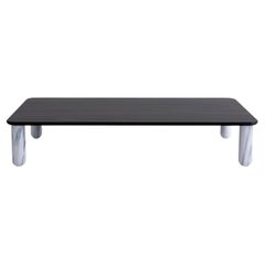 Xlarge Black Wood and White Marble "Sunday" Coffee Table, Jean-Baptiste Souletie