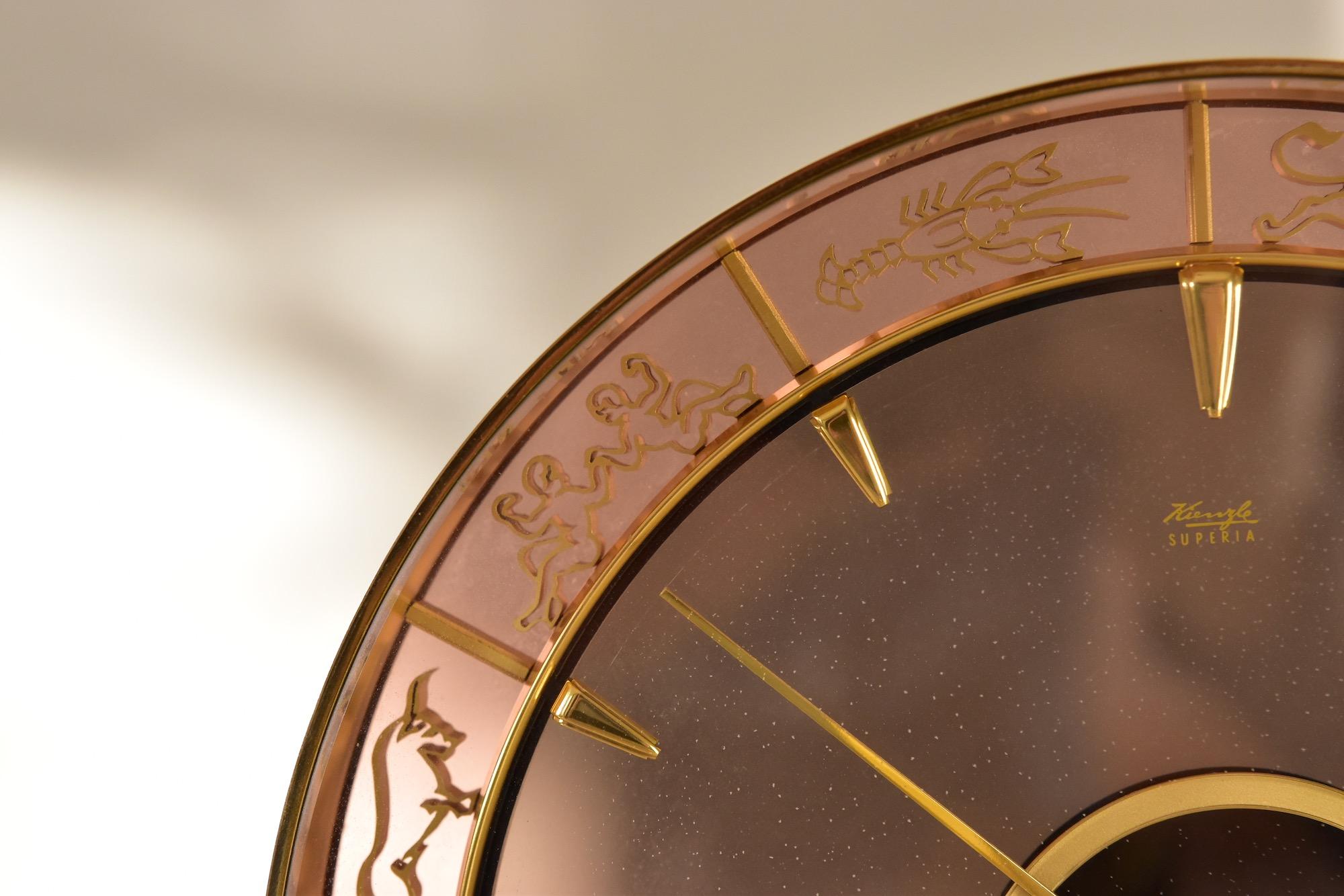 XLarge German 1930s Kienzle Zodiac Desk Clock, Design Heinrich Möller 2