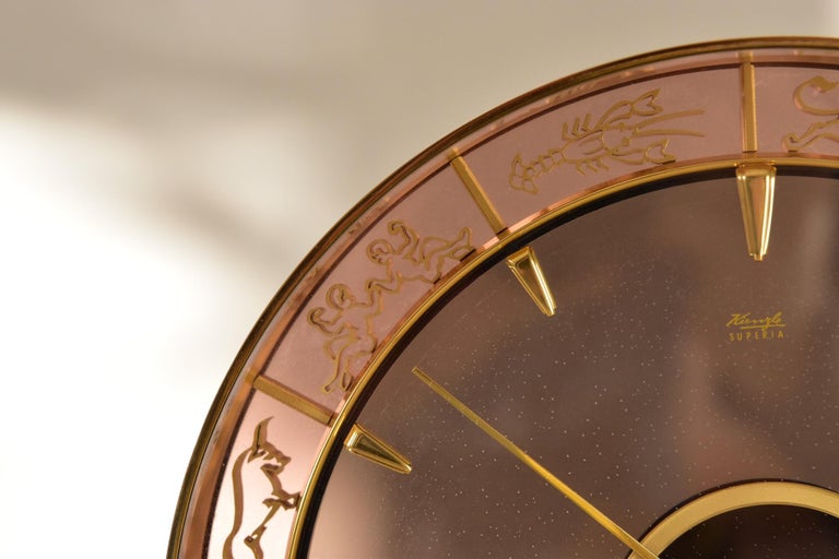 XLarge German 1930s Kienzle Zodiac Desk Clock, Design Heinrich Möller For Sale 5