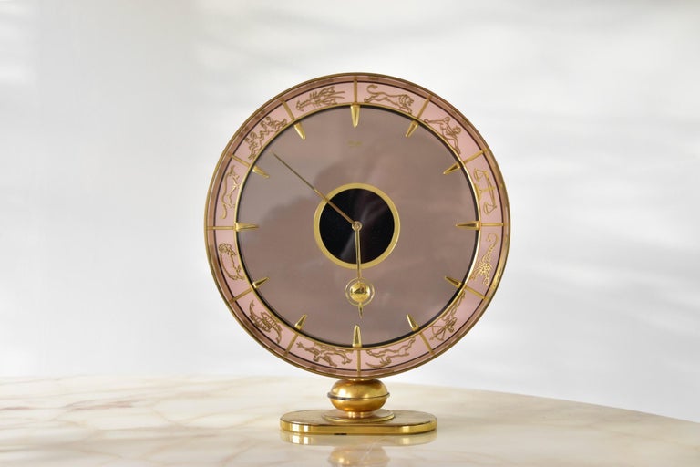 XLarge German 1930s Kienzle Zodiac Desk Clock, Design Heinrich Möller For Sale 8