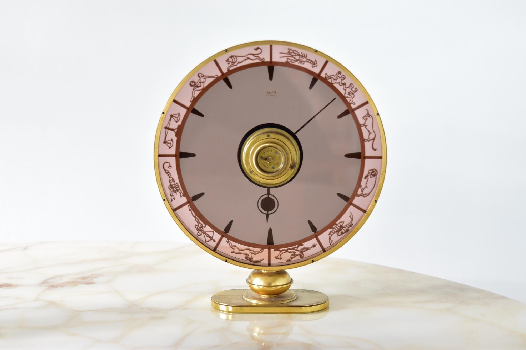 Art Deco XLarge German 1930s Kienzle Zodiac Desk Clock, Design Heinrich Möller