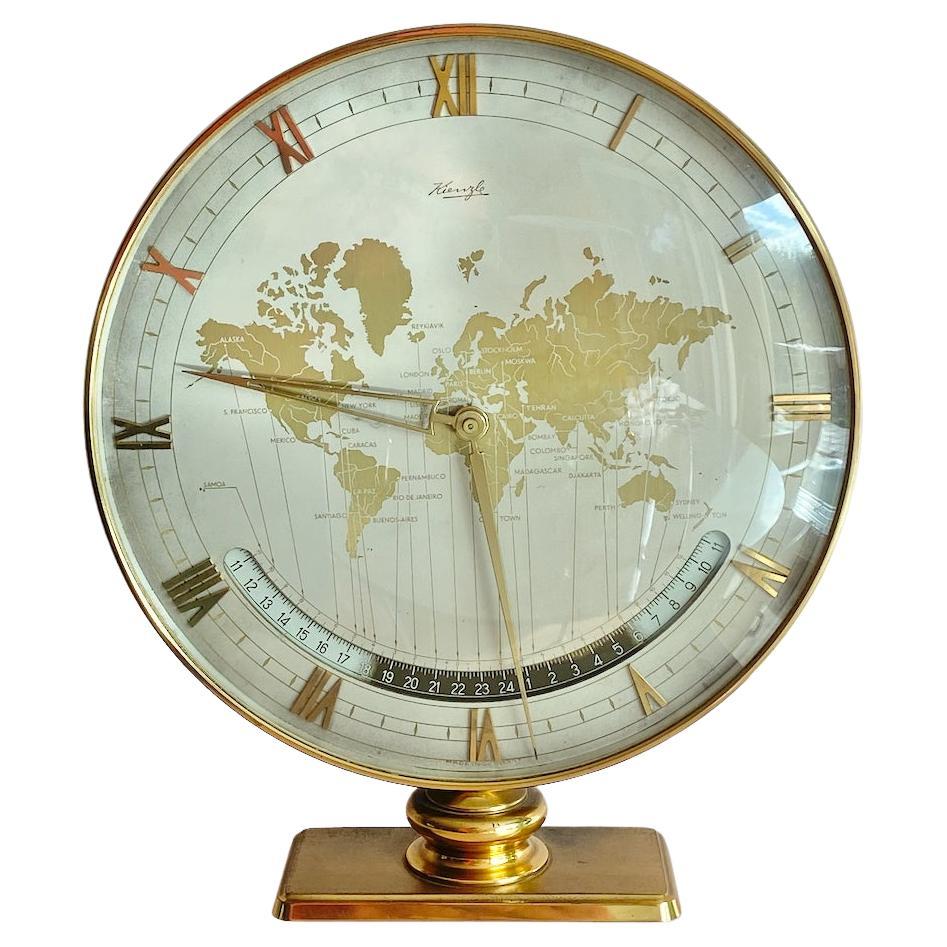 XL grande orologio da tavolo tedesco Kienzle world time Heinrich Möller