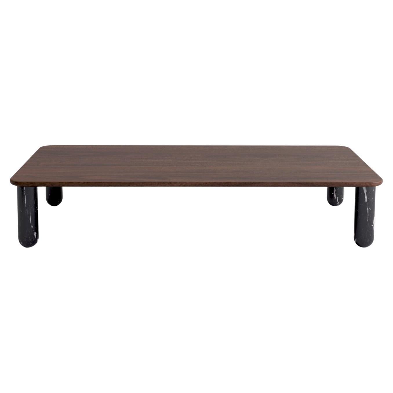XLarge Walnut and Black Marble "Sunday" Coffee Table, Jean-Baptiste Souletie For Sale