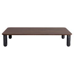 Grande table basse "Sunday" en noyer et marbre noir, Jean-Baptiste Souletie