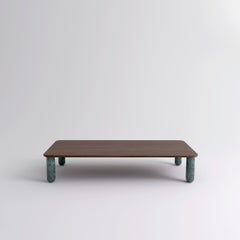 XLarge Walnut and Green Marble "Sunday" Coffee Table, Jean-Baptiste Souletie