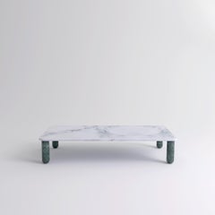 XLarge White and Green Marble "Sunday" Coffee Table, Jean-Baptiste Souletie