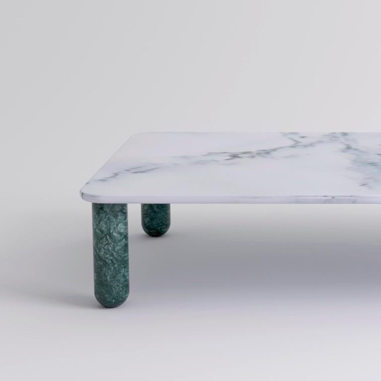 Moderne Table basse « Sunday » en marbre blanc et vert XLarge, Jean-Baptiste Souletie en vente
