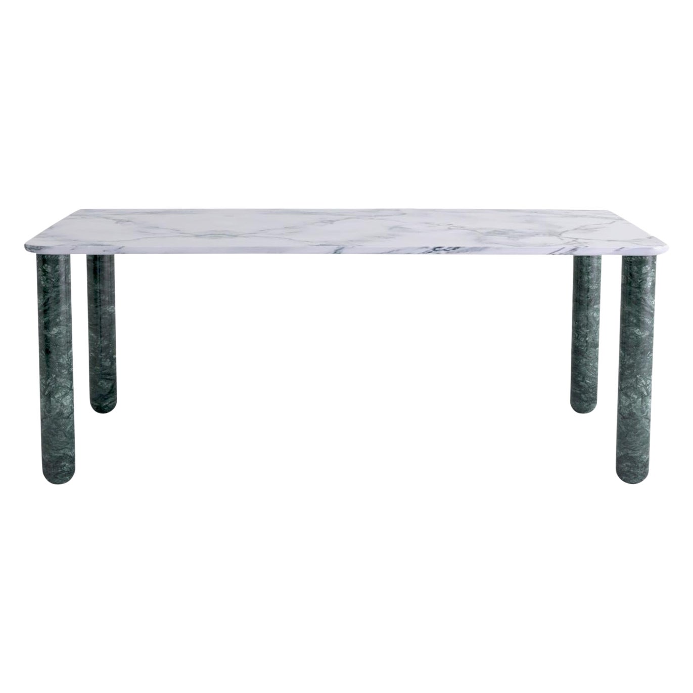 Xlarge White and Green Marble "Sunday" Dining Table, Jean-Baptiste Souletie For Sale