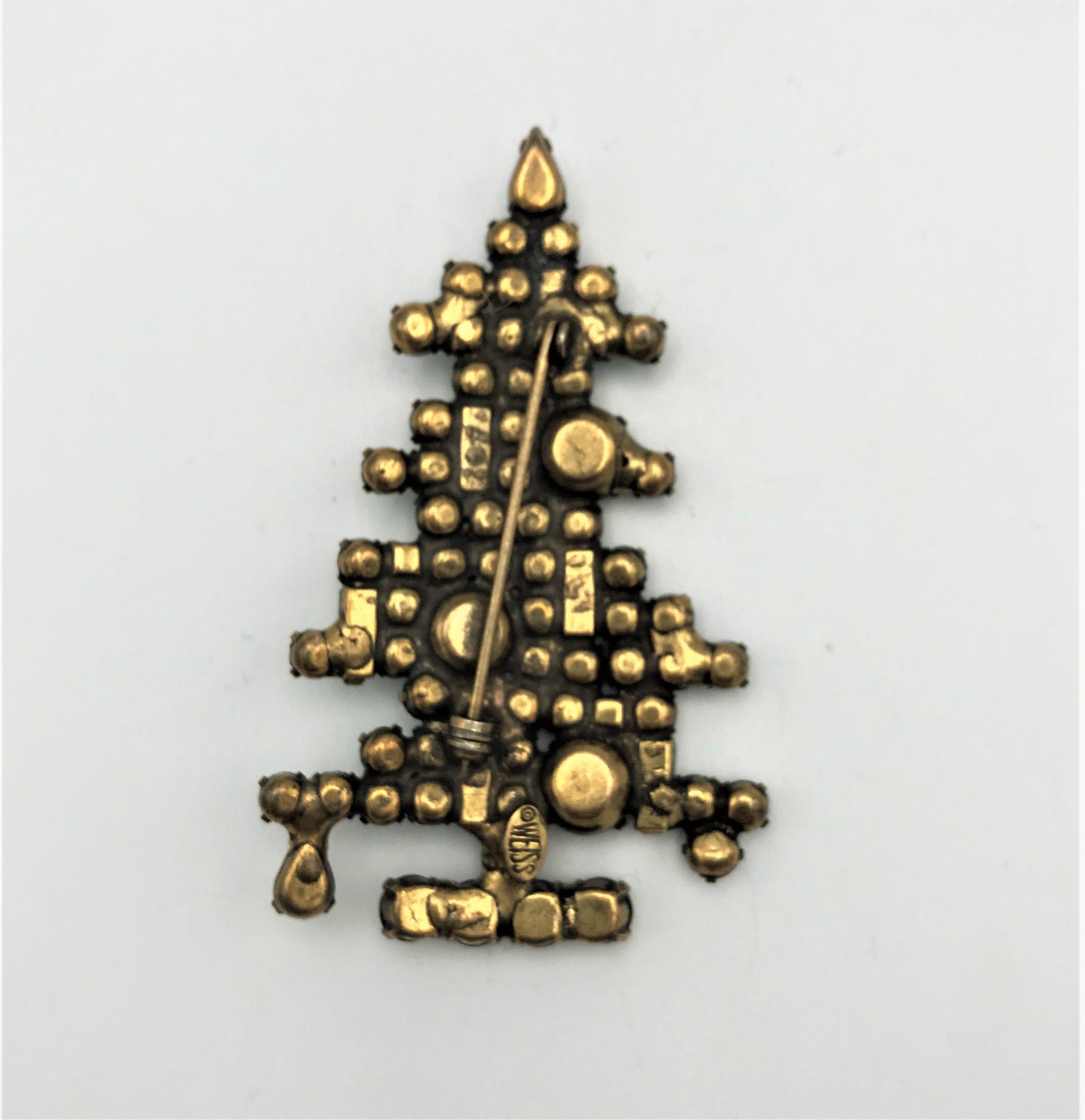XMAS Tree Brosche von WEISS, geschliffene Swarovski Strasssteine aus den 1940er Jahren im Zustand „Hervorragend“ im Angebot in Stuttgart, DE