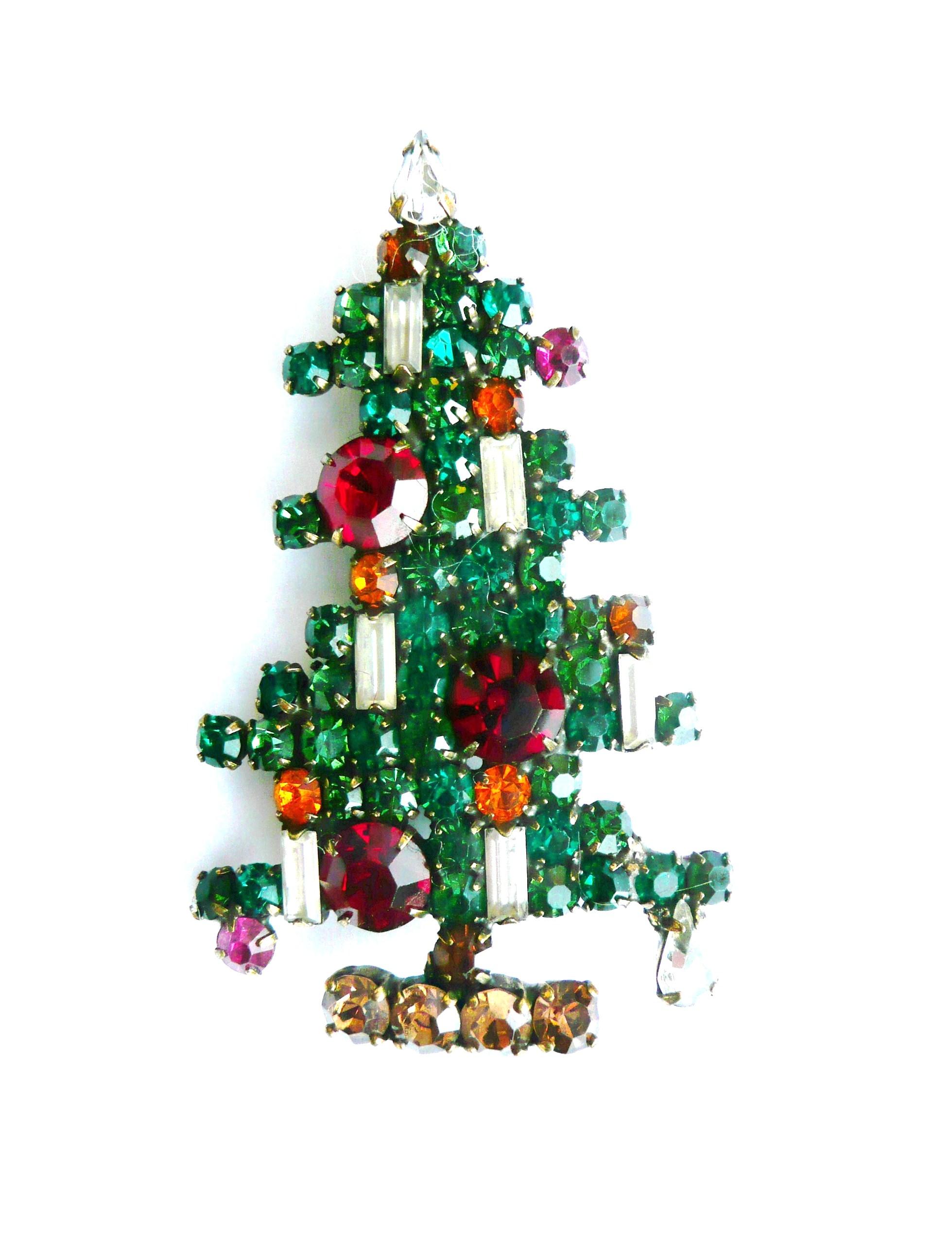 XMAS Tree Brosche von WEISS, geschliffene Swarovski Strasssteine aus den 1940er Jahren im Angebot 2