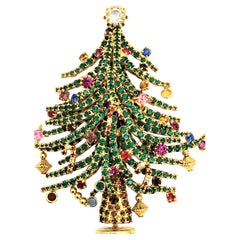 Retro Xmas tree brooch Dorothy Bauer Calif. made 1999 66/250 pieces, gold plated