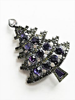 Xmas tree brooch sign. D. Bauer US 2000 silver plated