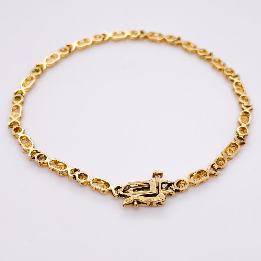 XO Bracelet tennis bicolore en or 10 carats avec diamants 0,15 carat en vente 1