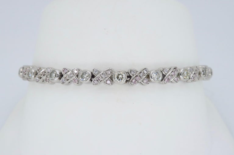 "XO" Style Diamond Tennis Bracelet at 1stDibs