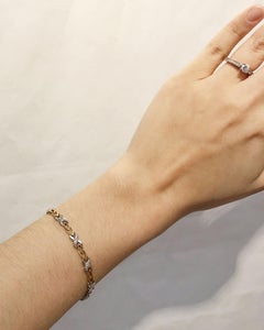 Diamond 2-Tone Gold XOX Tennis Bracelet Estate Fine Jewelry