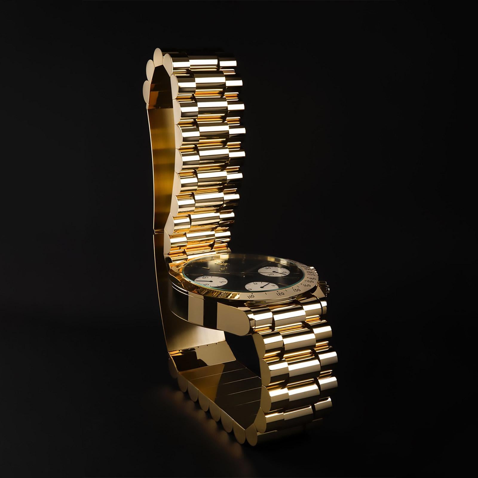 Italian Xolex Gold Chair in Steel by Damiano Spelta