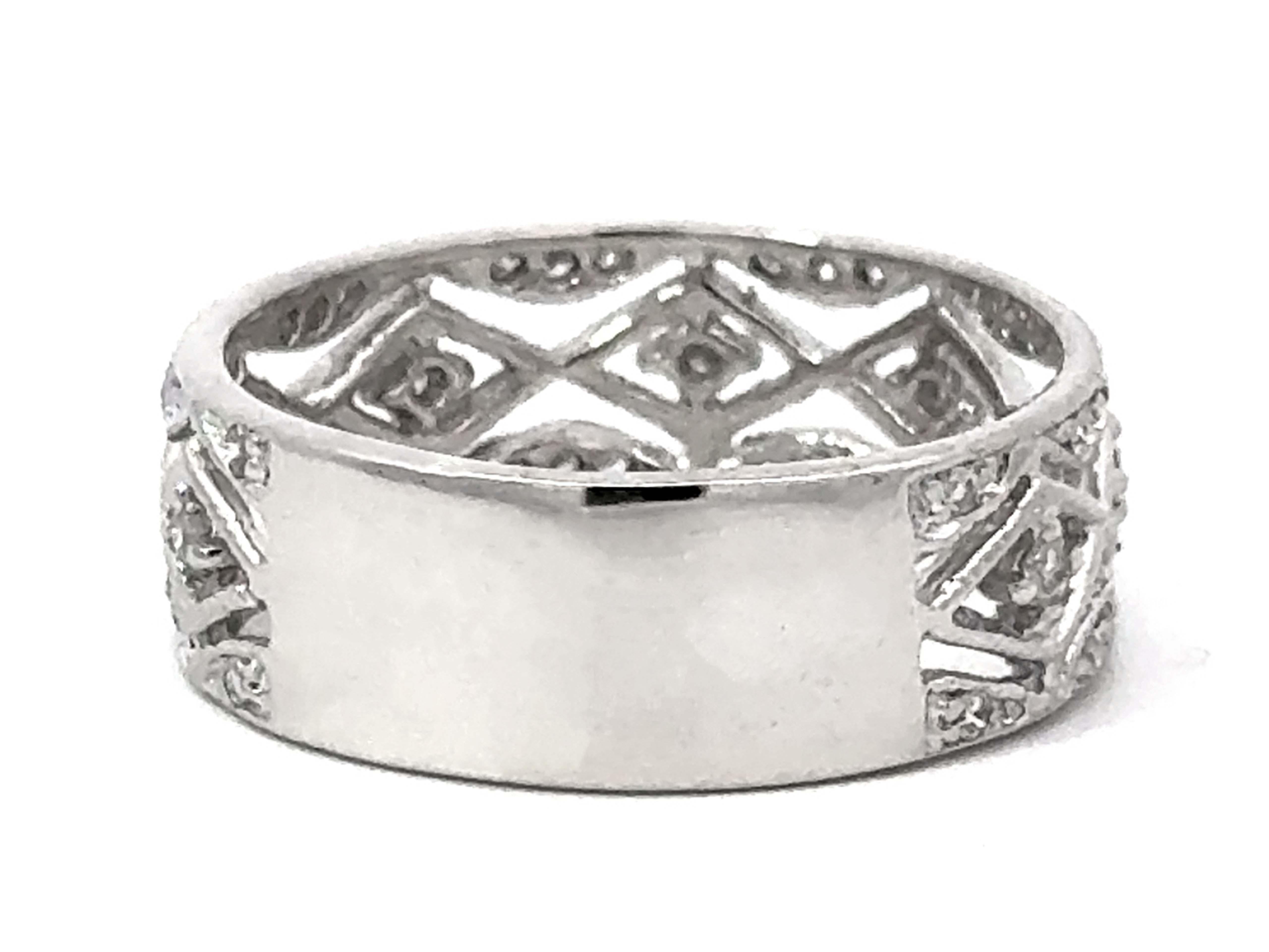 XOXO Diamond Band Cutout Ring 18k White Gold For Sale 1