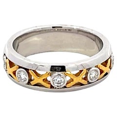 Vintage XOXO Diamond Band Two Toned 18k Gold Ring