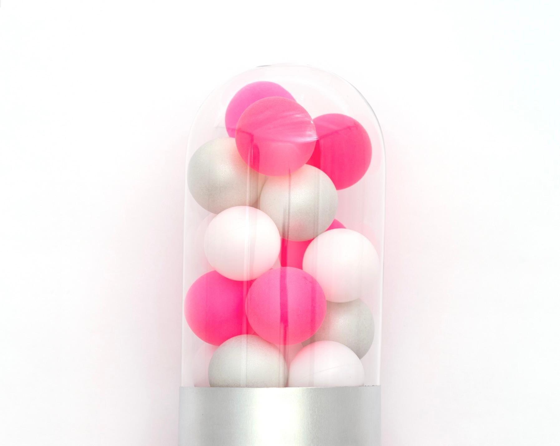 Modern XOXO (Hugs & Kisses) - Pink glass pill wall sculpture For Sale