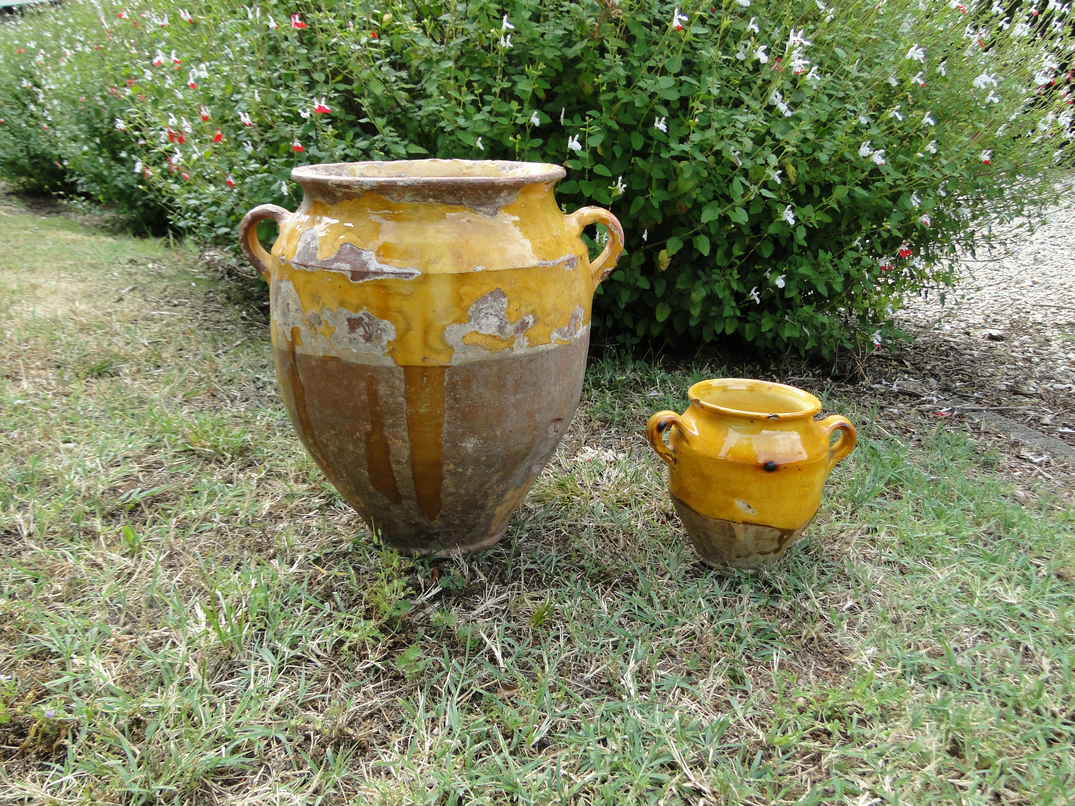 XS French Antique Confit Redware Faience Yellowware Art Pottery Pot 7