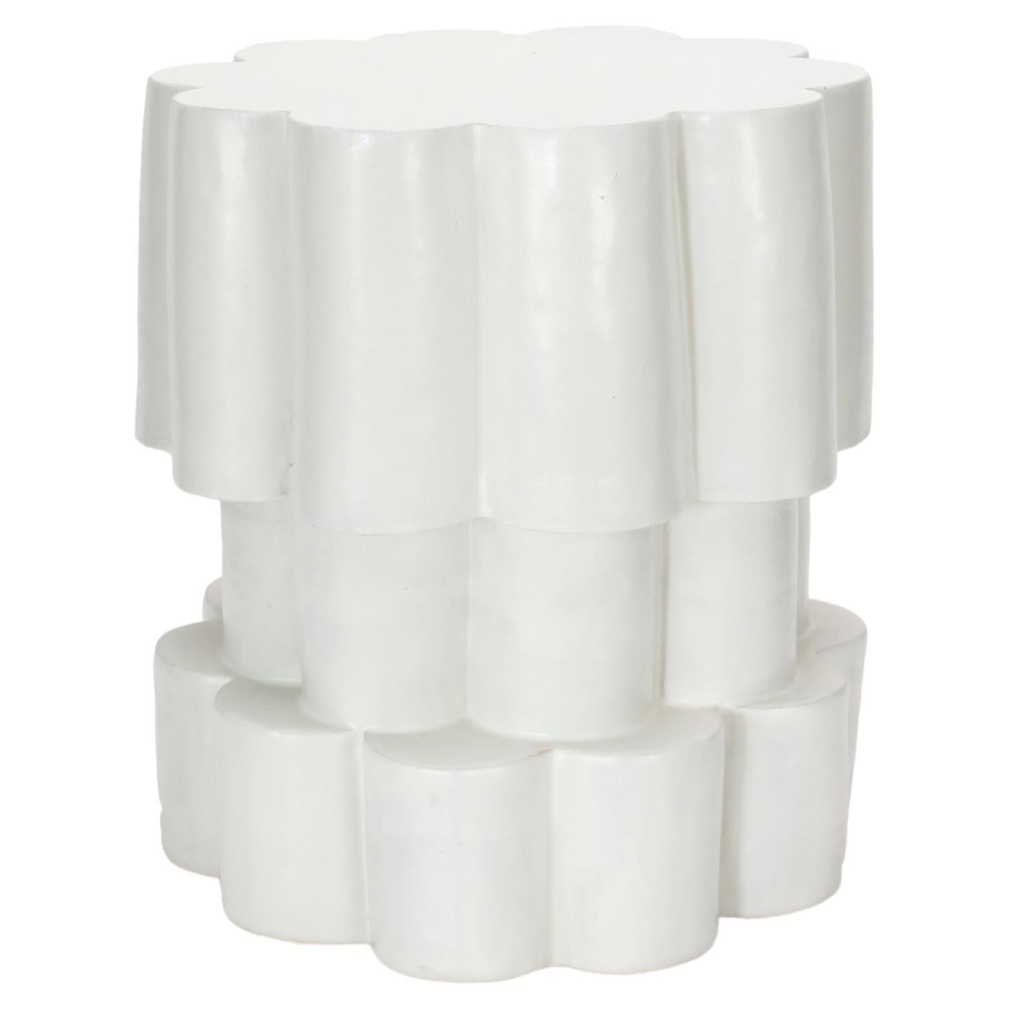 XS Triple-Tier Ceramic Cloud Side Table & Stool in Marshmallow by BZIPPY For Sale