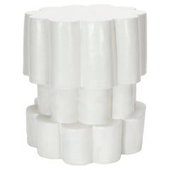 XS Triple-Tier Ceramic Cloud Side Table & Stool in Marshmallow by BZIPPY