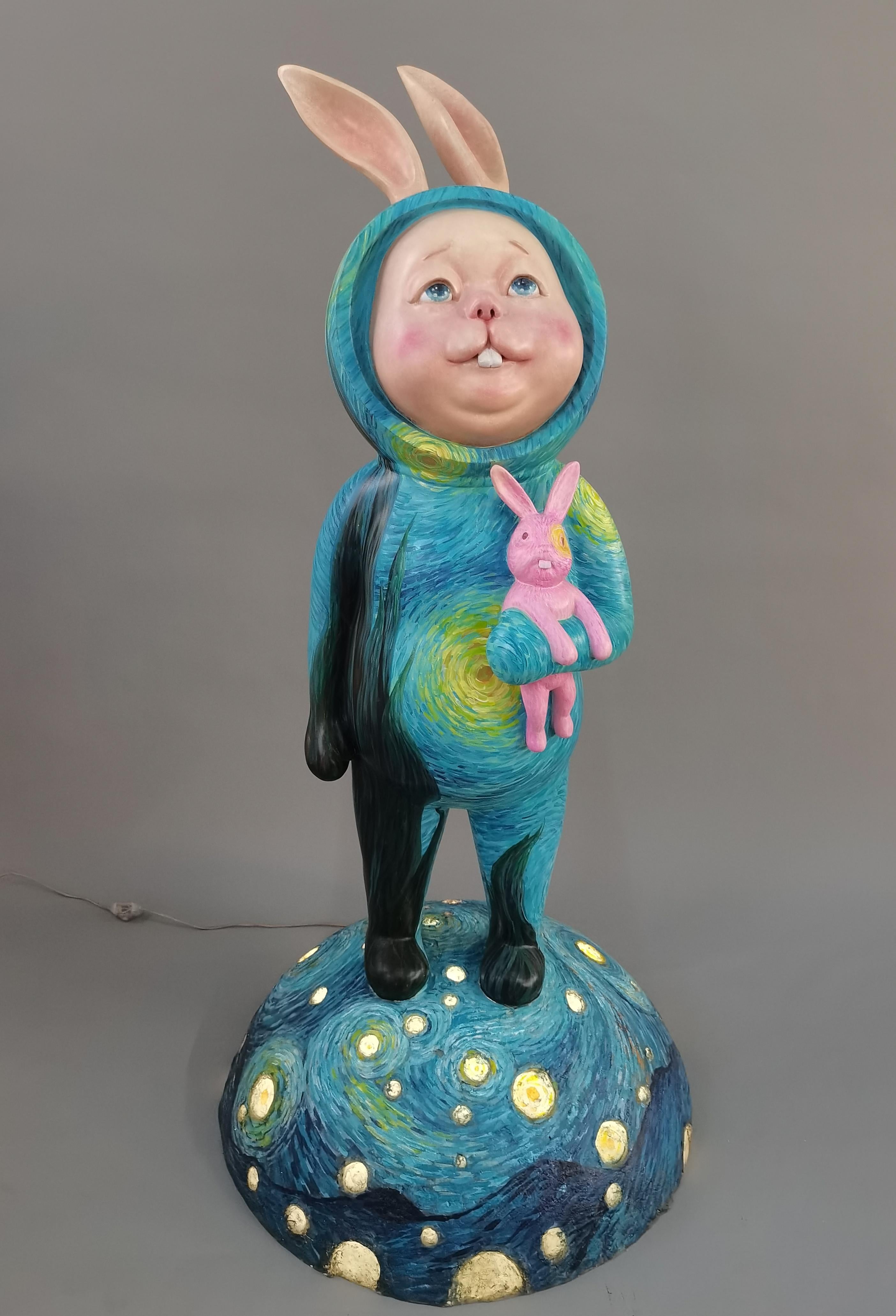Xu Ming Still-Life Sculpture - Pop Art - Figurative Animal Sculpture- Moon Rabbit Version Van Gogh No.2